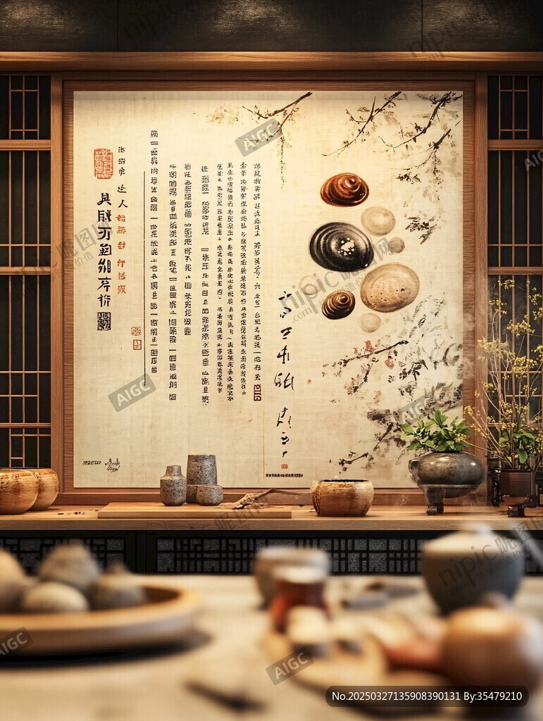 中式茶室古韻雅致場景