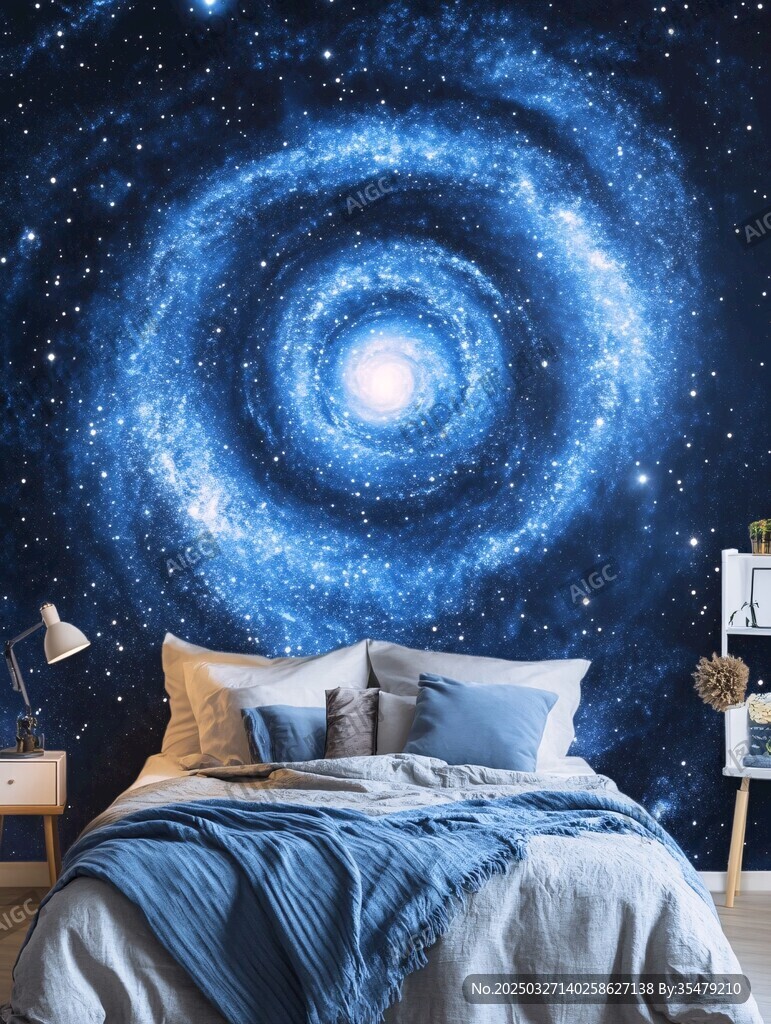 夢幻星空臥室背景墻