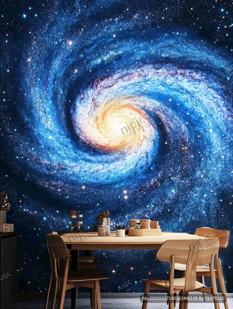 夢(mèng)幻星空背景的溫馨餐廳