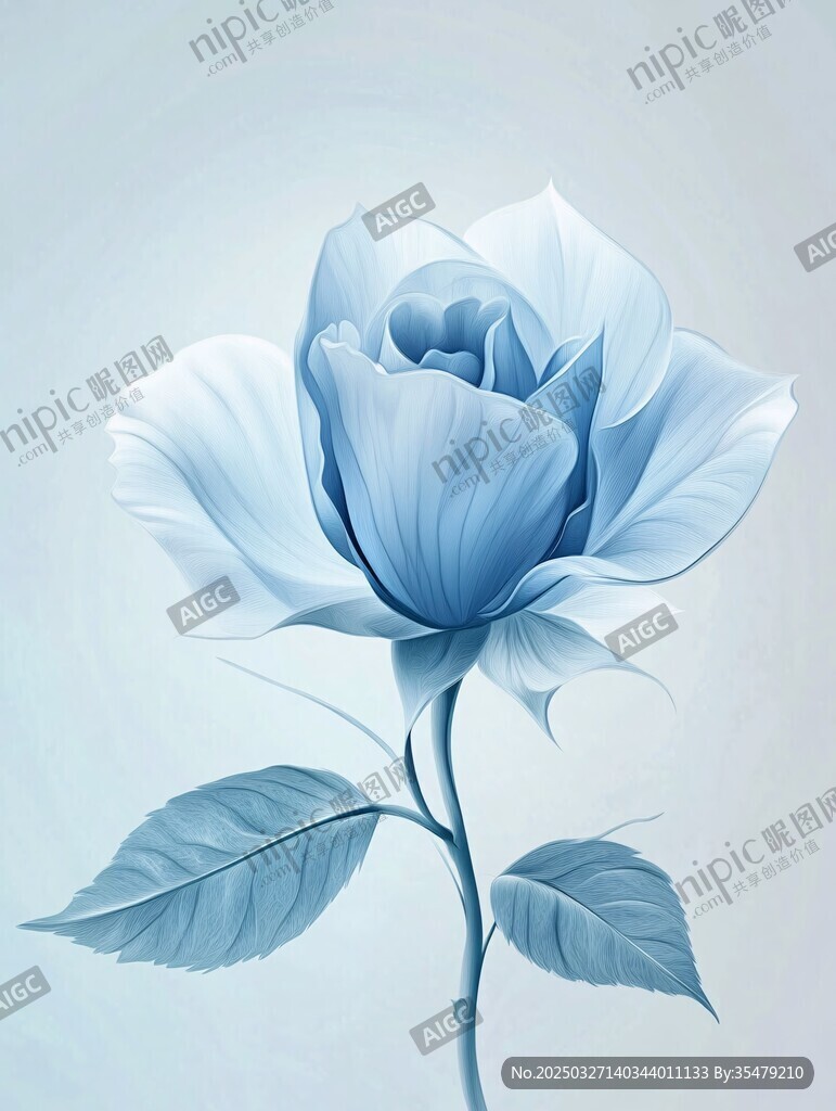 夢(mèng)幻藍(lán)玫瑰插畫(huà)