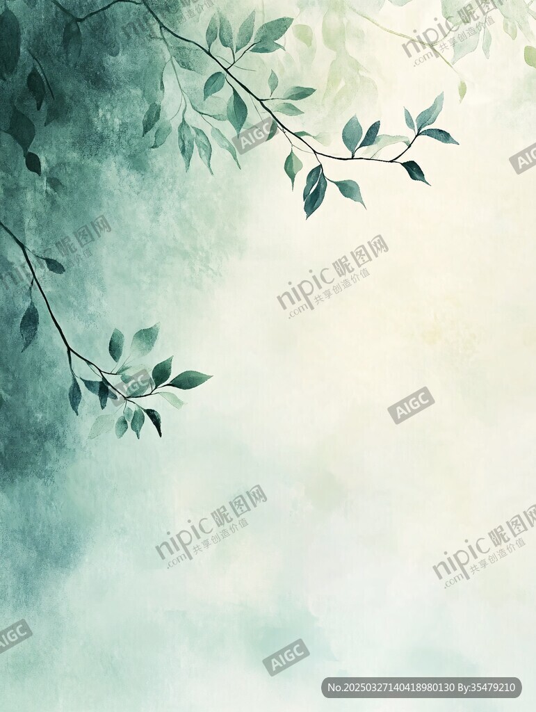 清新綠葉夢幻背景圖