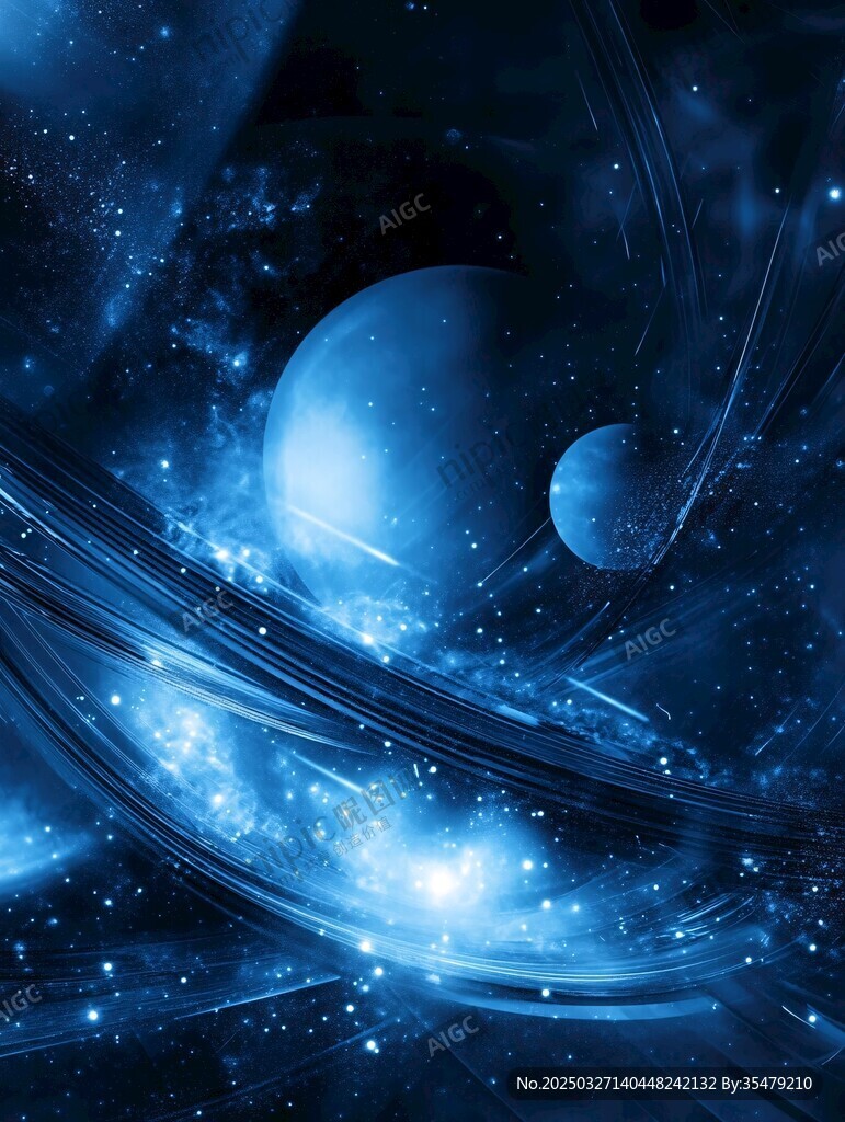 夢幻藍色宇宙星球景象