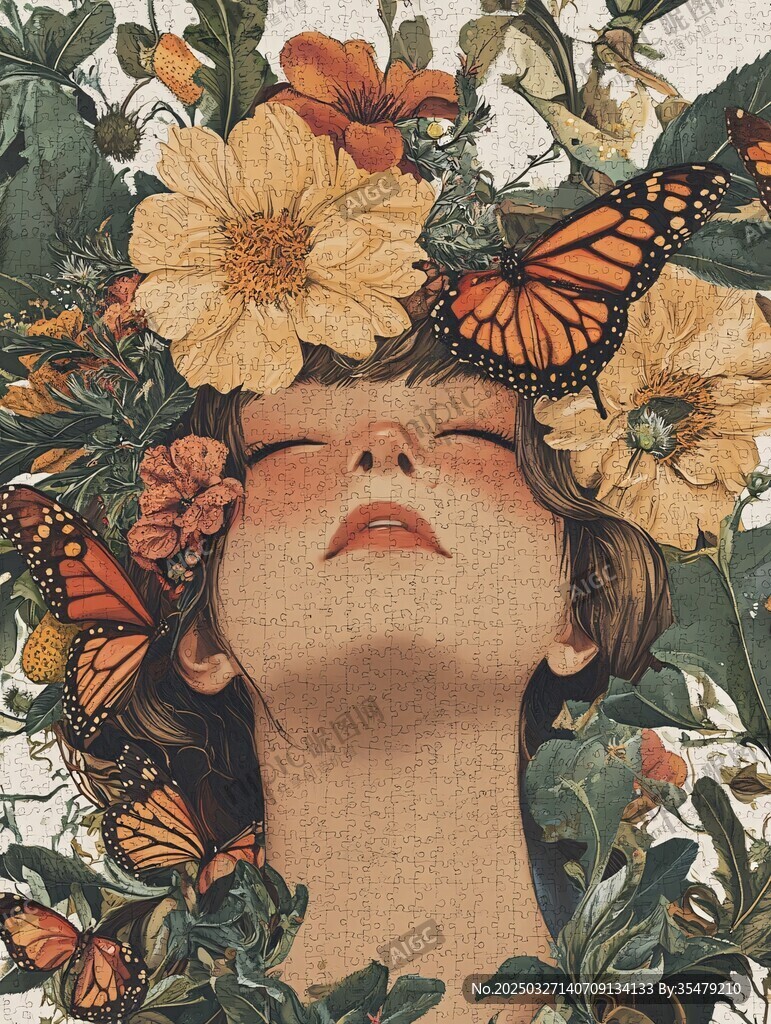 花蝶環(huán)繞的夢(mèng)幻少女