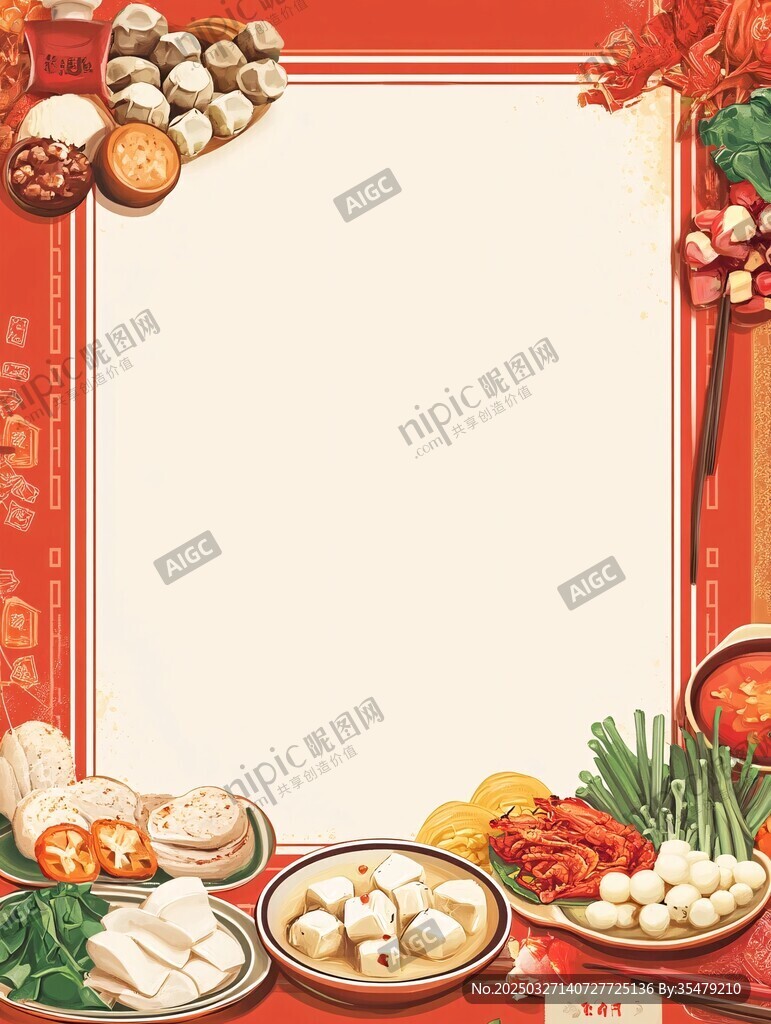 中式美食節(jié)慶邊框背景圖