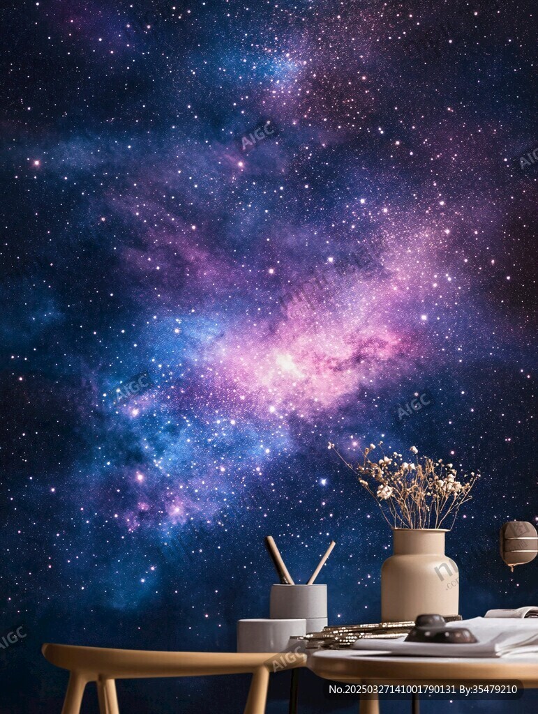 夢幻星空下的靜謐桌面