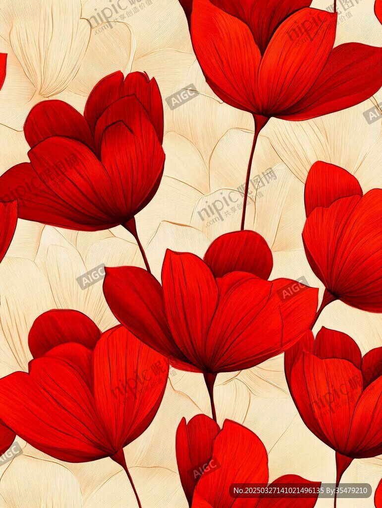 紅色花卉圖案背景圖