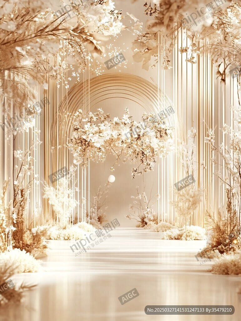夢幻金色婚禮儀式通道
