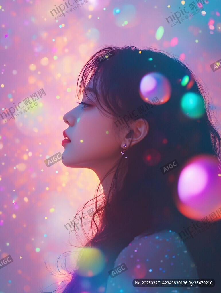 夢幻女孩置身絢爛光影中