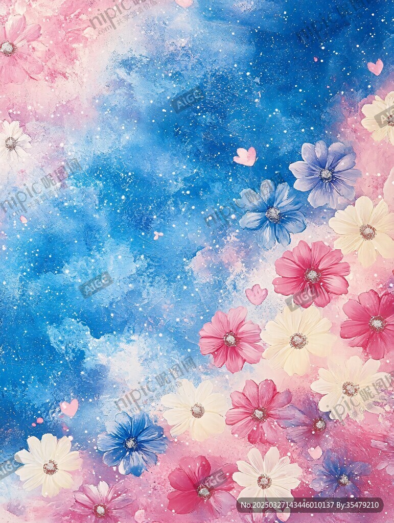 夢幻星空花卉背景圖
