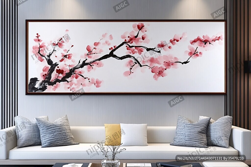 客廳中式梅花裝飾畫