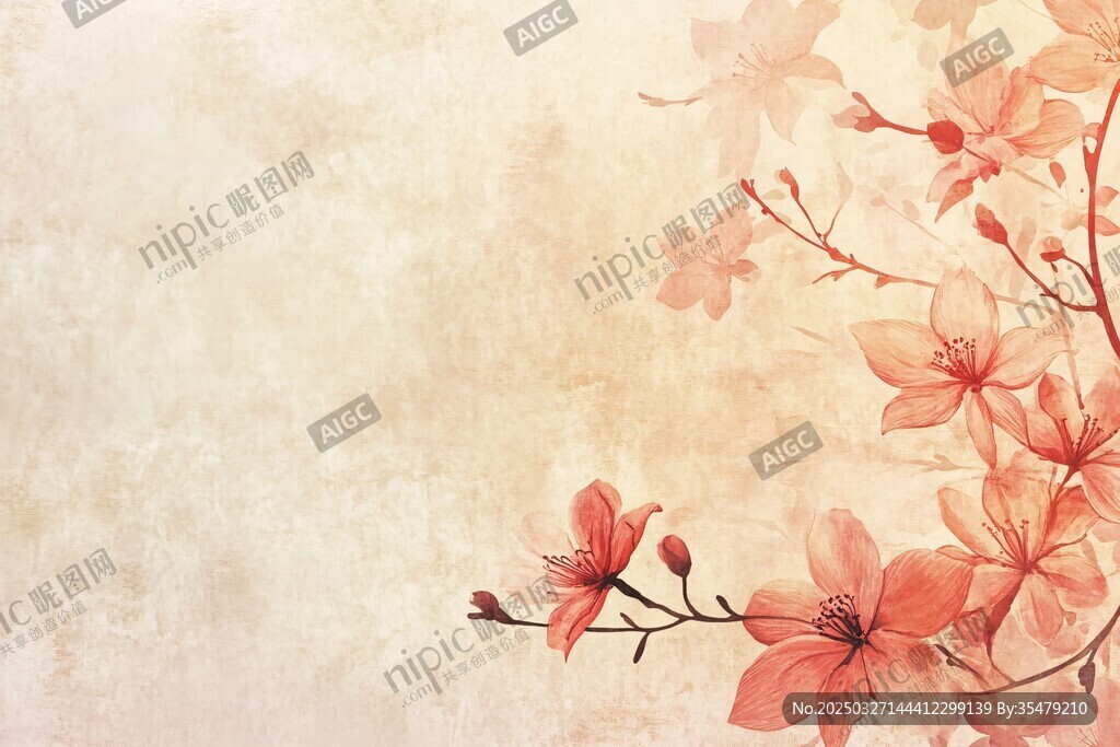 復(fù)古風(fēng)粉色花卉背景圖