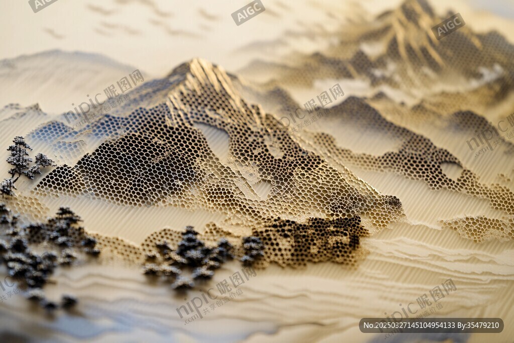 中式立體山水藝術圖景
