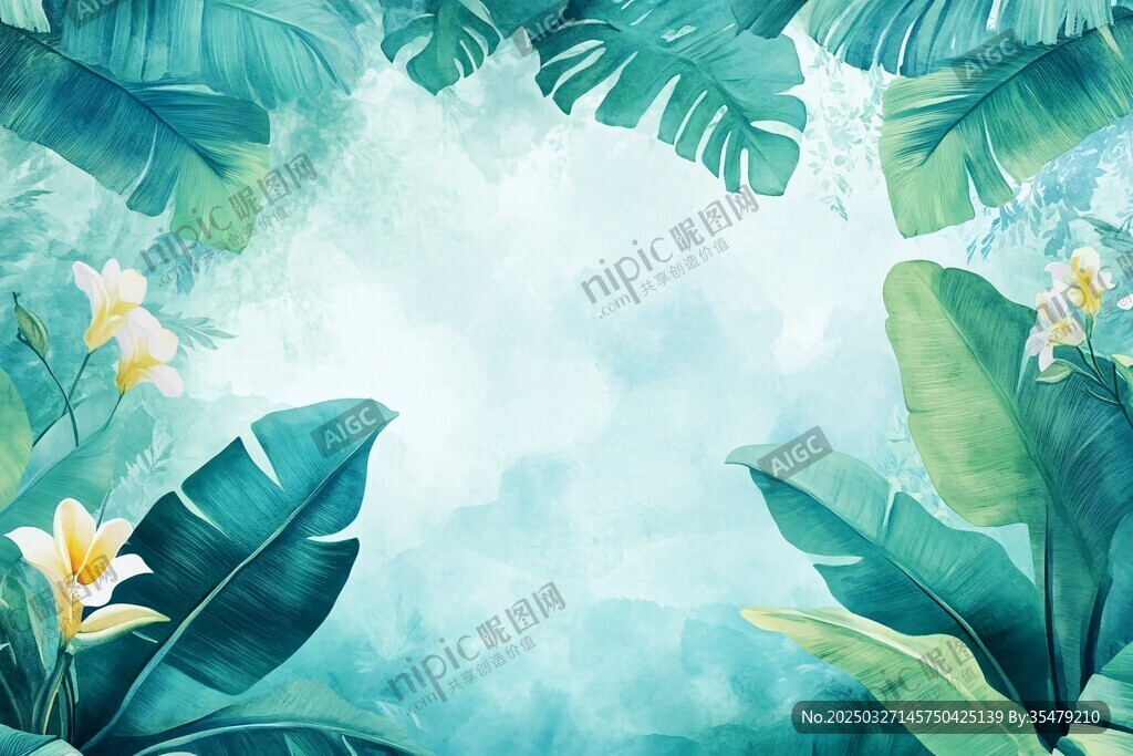 清新熱帶植物背景圖