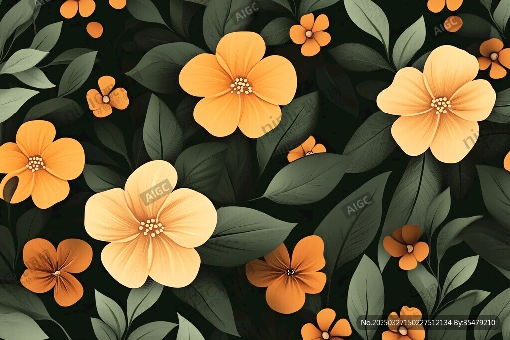 橙花綠葉圖案 清新自然風(fēng)