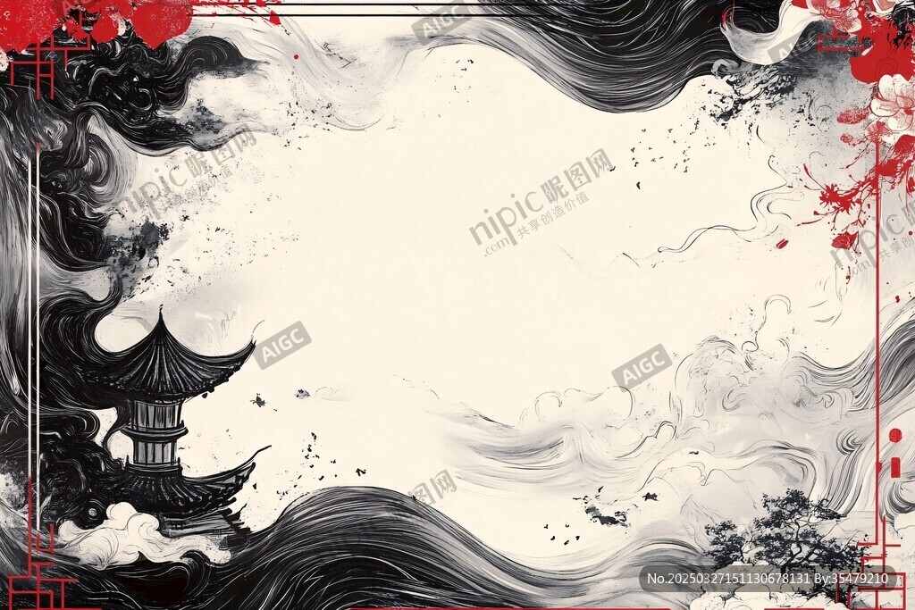 水墨古風(fēng)意境中式邊框背景