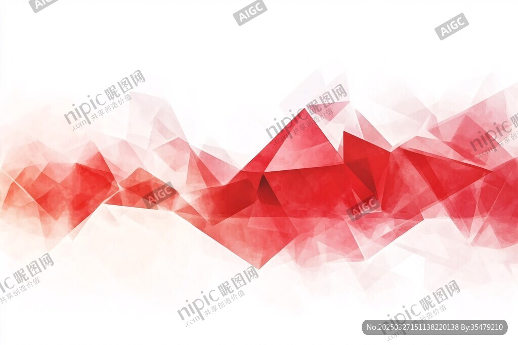 紅色幾何多邊形抽象背景圖