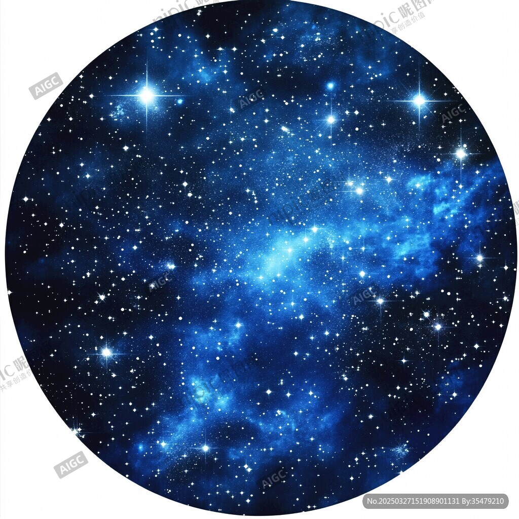 夢幻藍色星空圓形背景圖