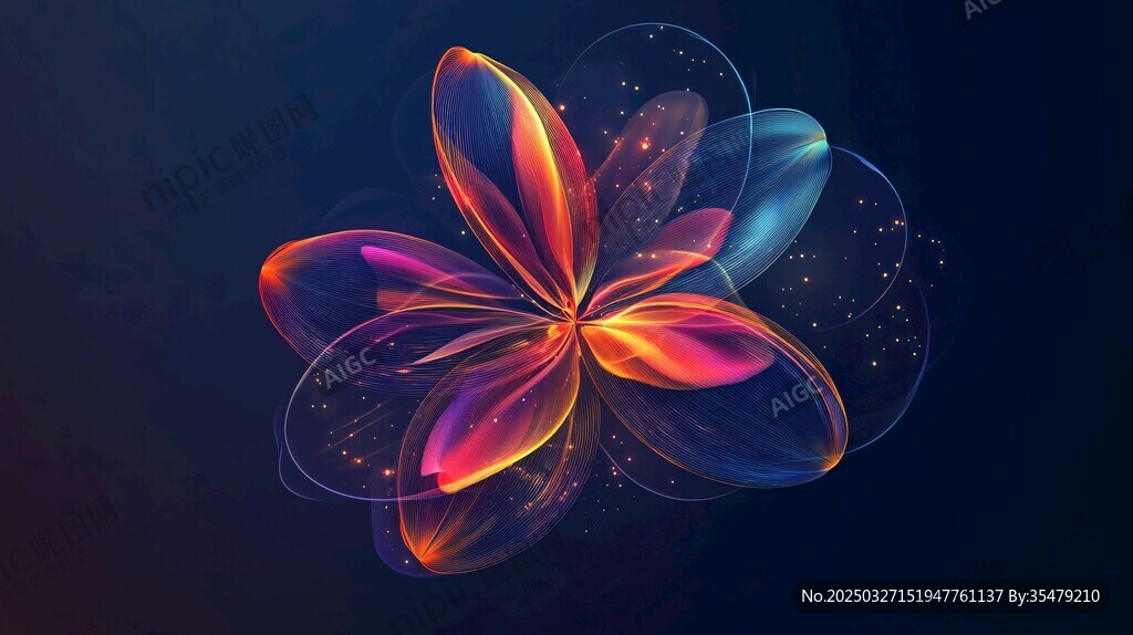 夢(mèng)幻炫彩花朵插畫(huà)