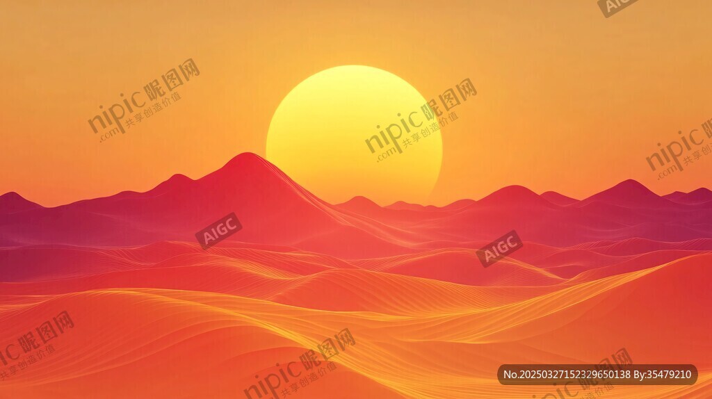 沙漠落日壯麗景觀