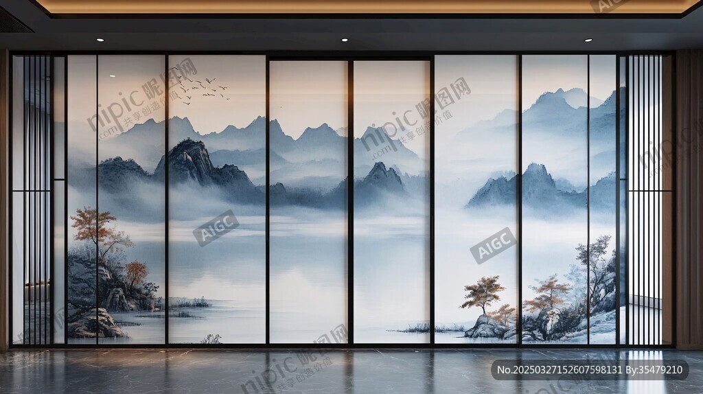 中式山水屏風 雅致空間美學
