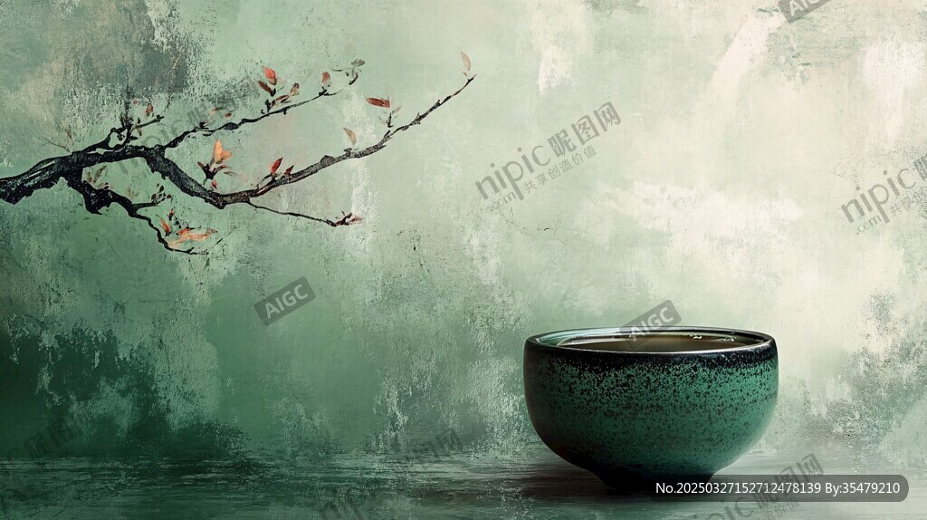 中式禪意 碗與花枝的靜美