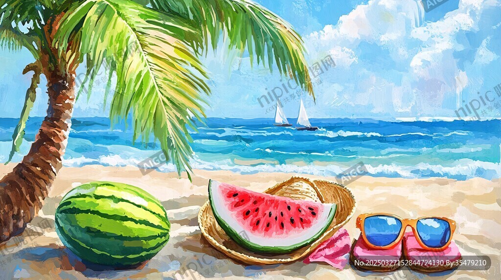 夏日海灘愜意休閑時光