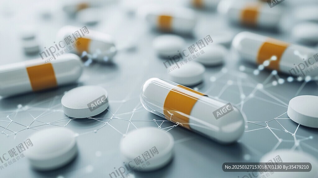 散落的藥丸與膠囊特寫