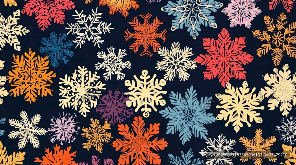 多彩雪花圖案背景紋理