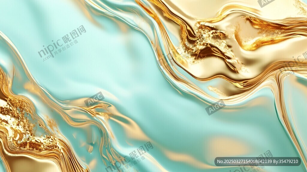 流動金藍液體藝術背景圖