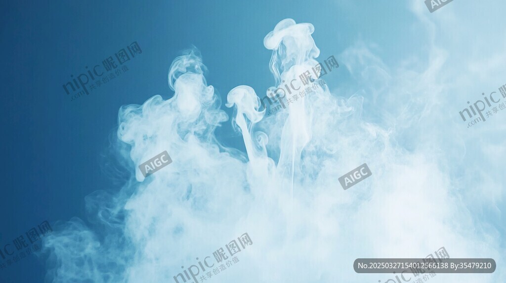 藍(lán)色背景中的夢(mèng)幻煙霧