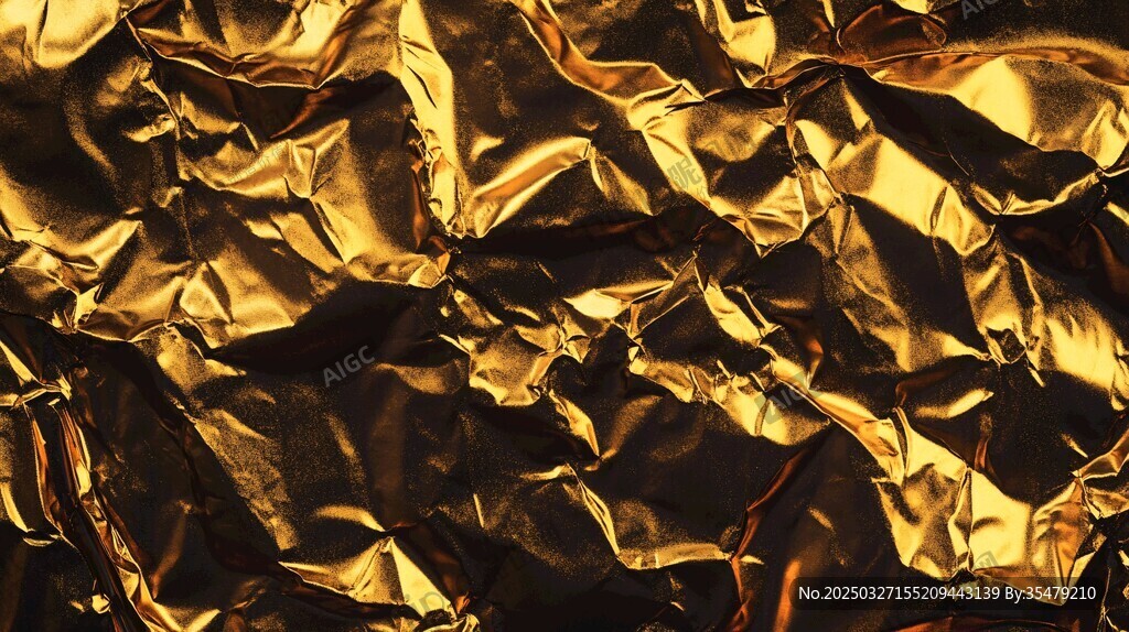 金色褶皺金屬箔質感紋理