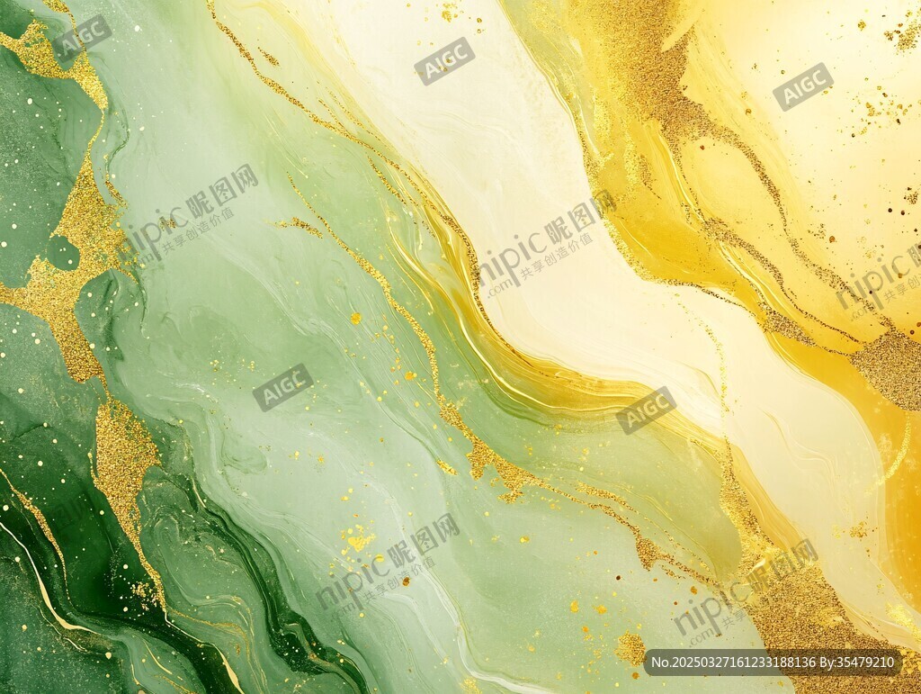 綠金交融流體藝術(shù)紋理圖
