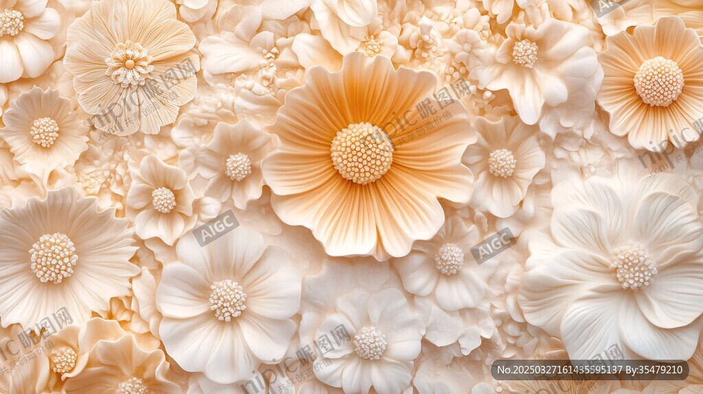 花朵浮雕紋理 精致花卉圖案
