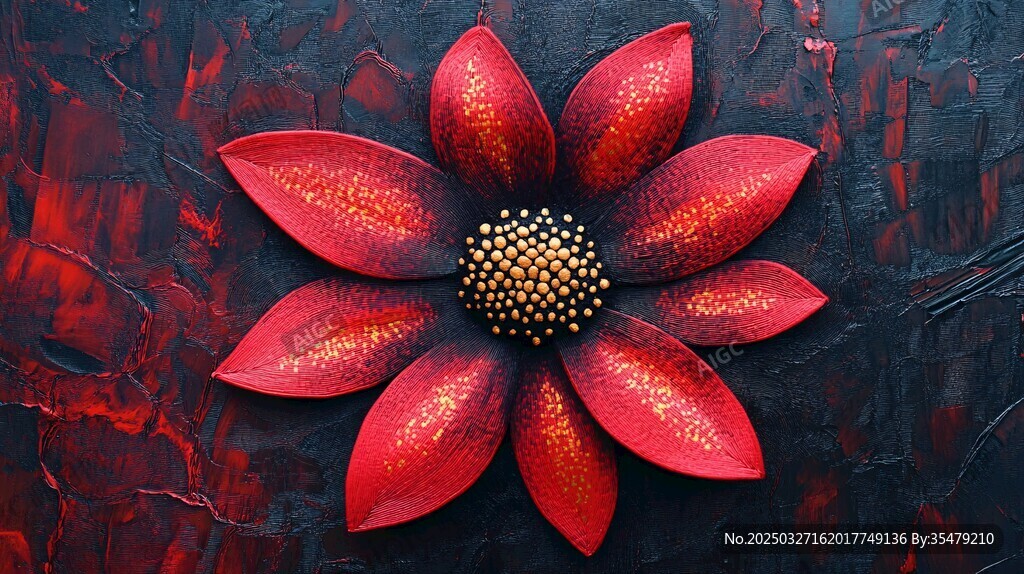紅色炫彩花朵藝術(shù)插畫