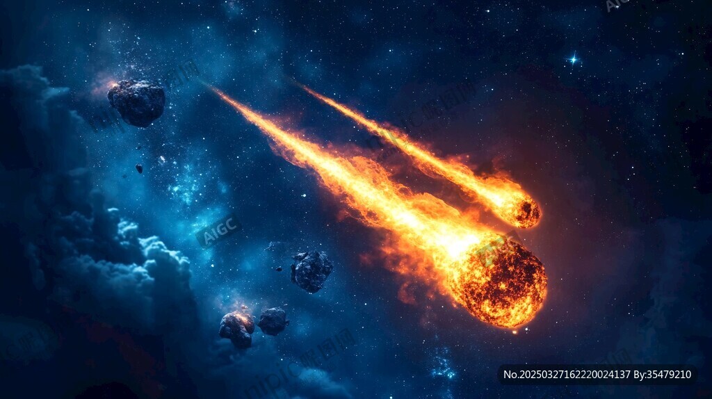 流星劃過(guò)浩瀚星空景象
