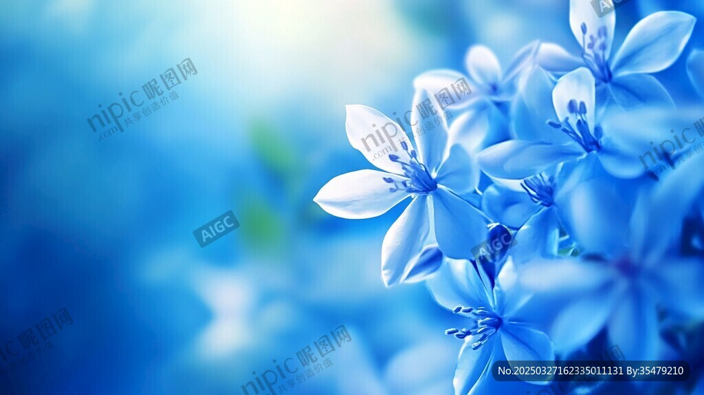 藍色夢幻花朵特寫