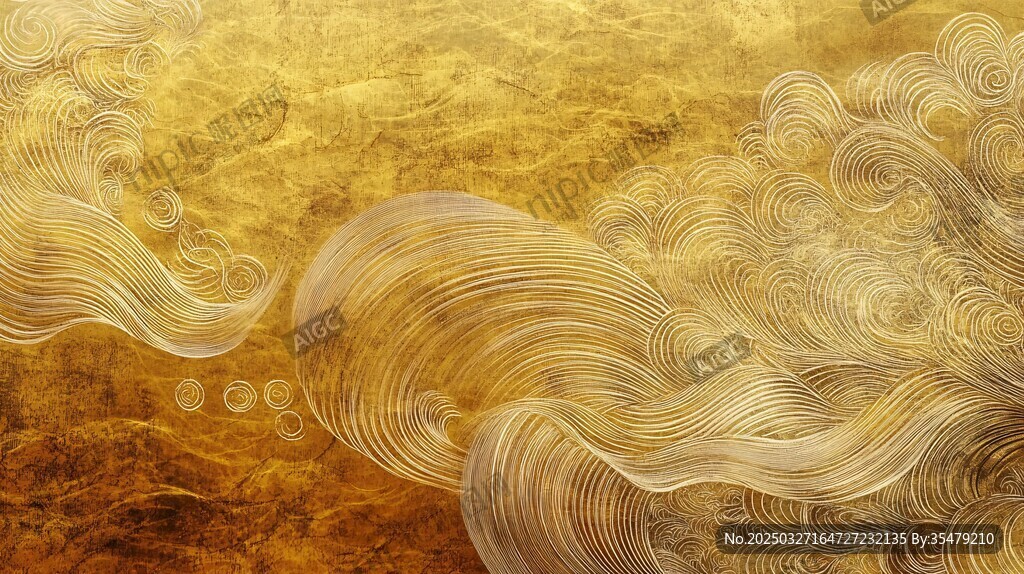 金色海浪紋理藝術背景圖
