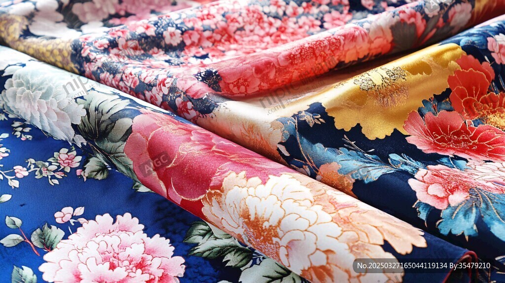 多彩花卉印花布料展示