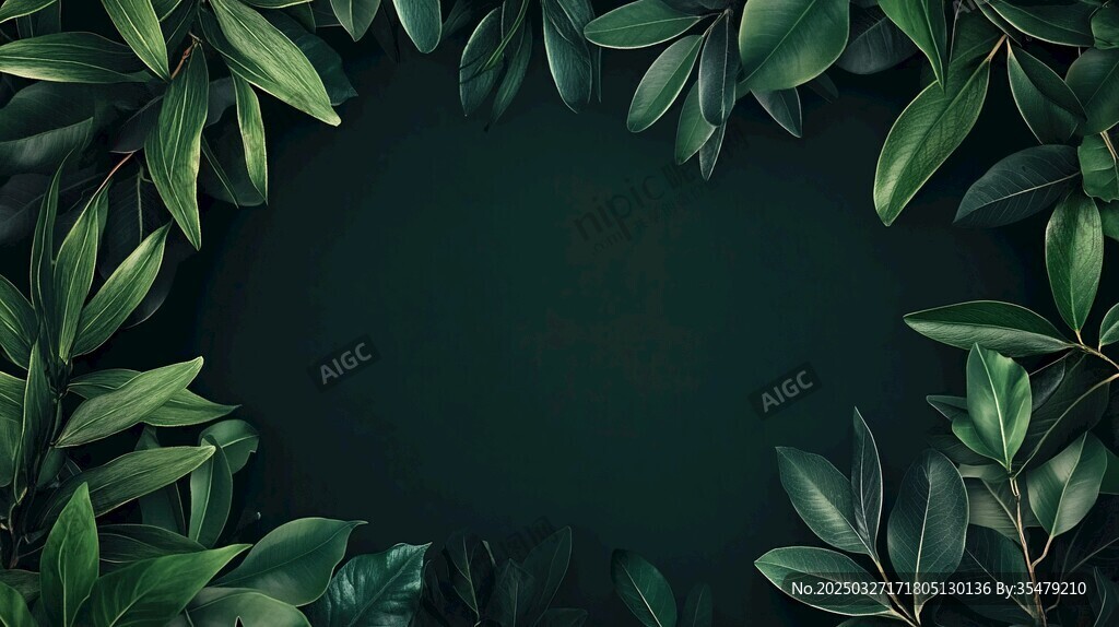 綠葉環繞的深綠背景