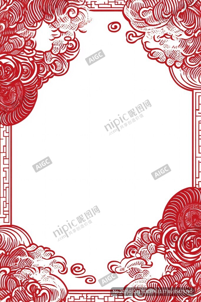 中式古典云紋邊框圖案