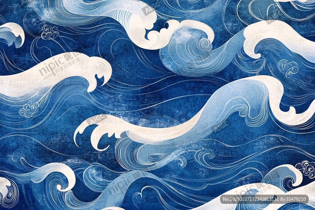 藍(lán)色海浪藝術(shù)紋理圖案