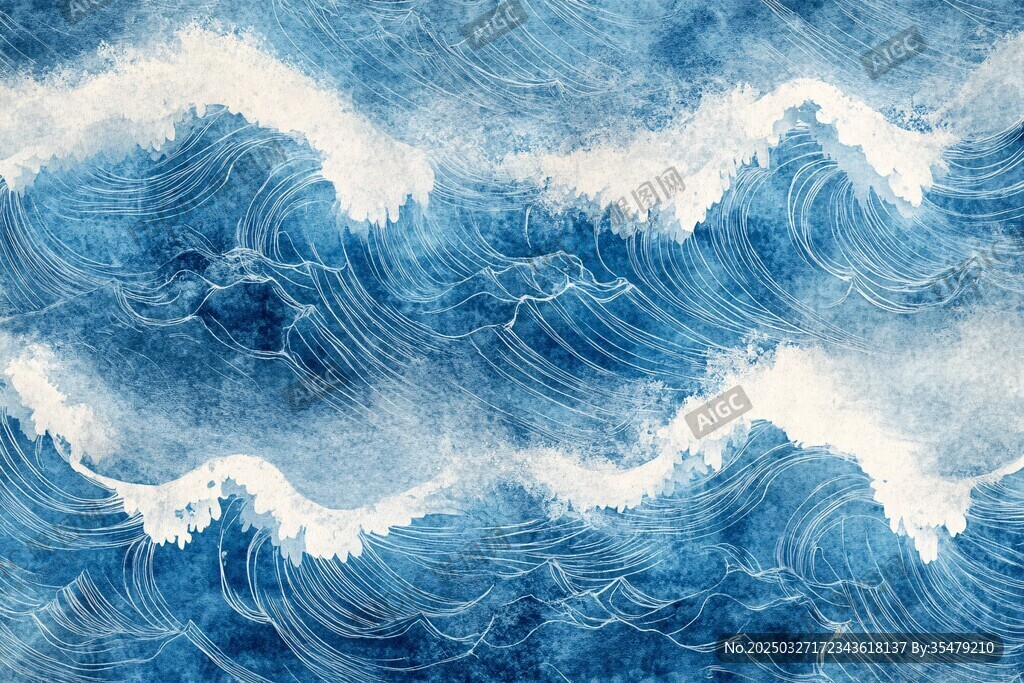 藍白海浪紋理圖案