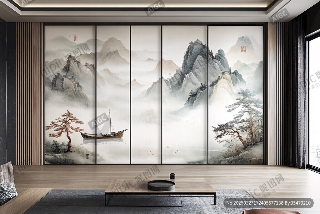 中式山水屏風裝點雅致空間