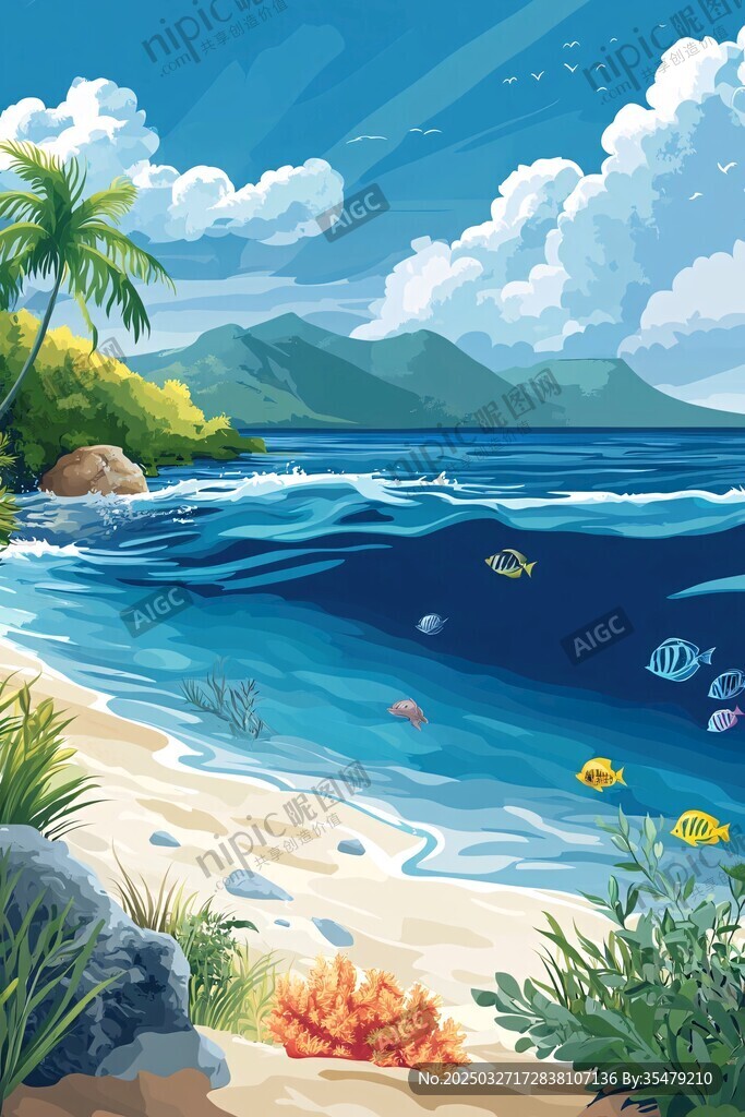 熱帶海濱風光水下奇妙世界