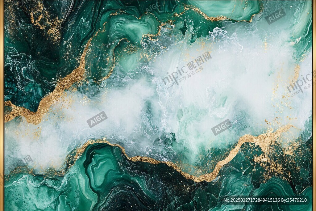 綠金交融的夢幻流體藝術