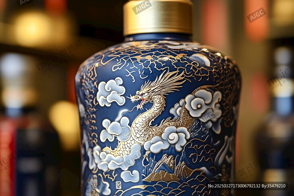 藍瓶金龍紋精美酒瓶