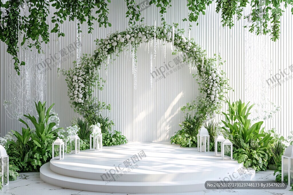 清新綠植風(fēng)婚禮儀式場(chǎng)地