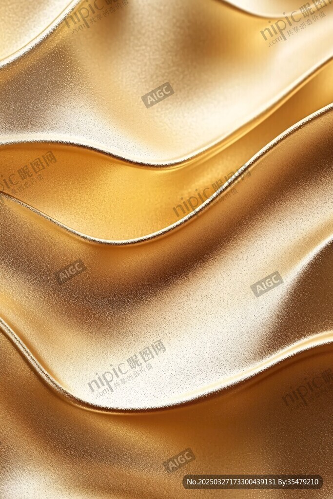 金色絲綢質感波浪紋理