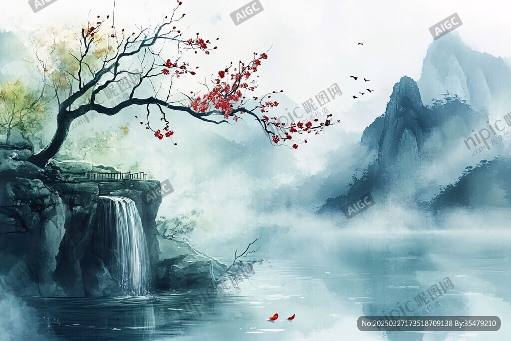 水墨山水間的詩意景致