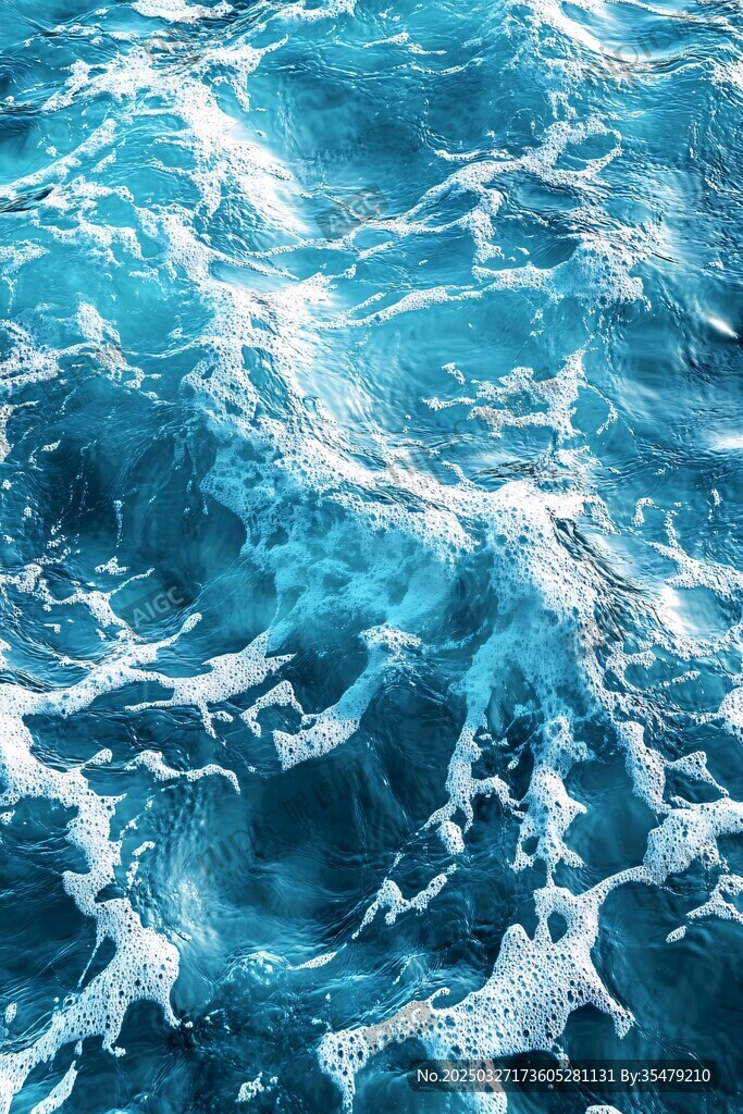 藍色海洋浪花特寫